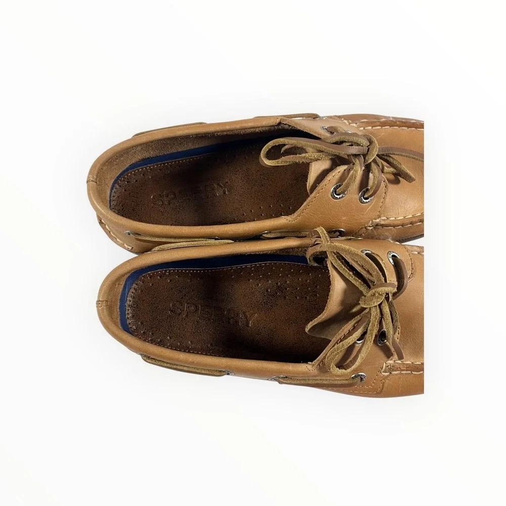 Sperry Authentic Original Boat Shoes Men's Tan Leather Lace Up Moc Toe Size 8